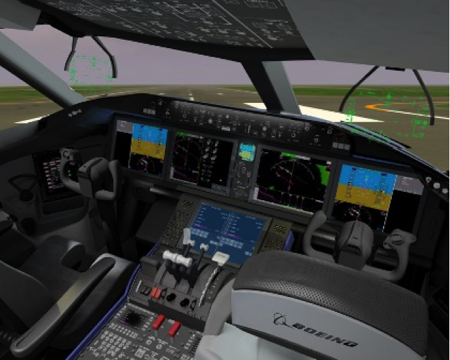 image of an airplane cockpit simulator