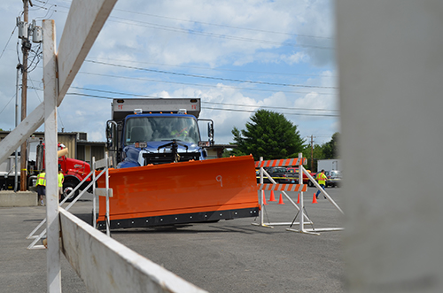 Snow plow on driver course