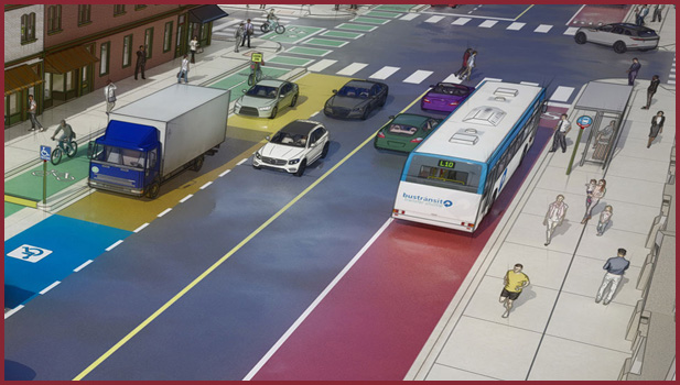 image of bus and bus lane