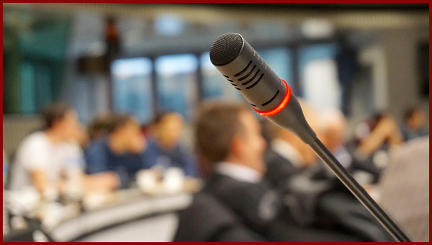 microphone at public speaking event