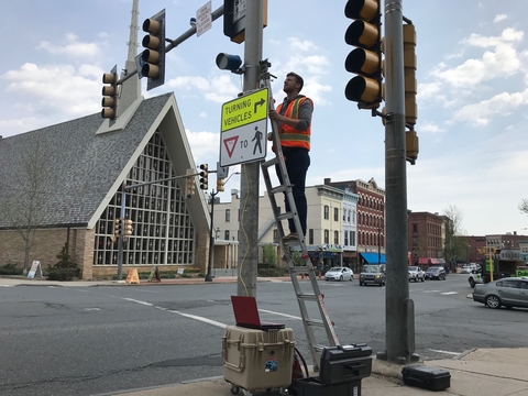 image of pedestrian safety device installation