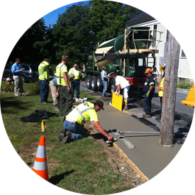 photo of concrete sidewalk installation